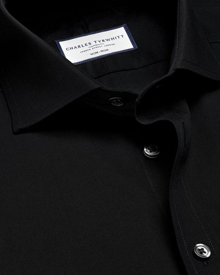 Charles Tyrwhitt Spread Collar Non-Iron Poplin Shirt — Black