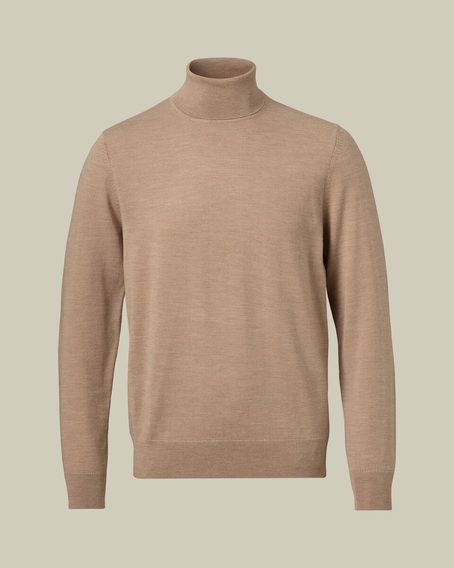 Charles Tyrwhitt Pure Merino Roll Neck Jumper — Oatmeal