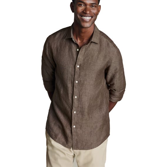 Charles Tyrwhitt Pure Linen Shirt — Mocha