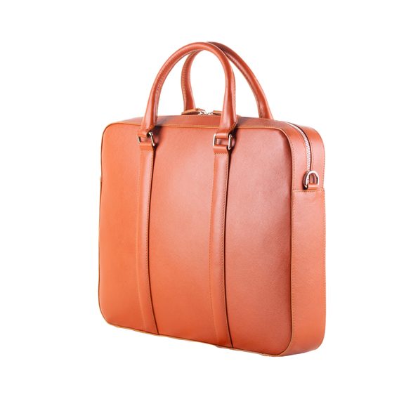 Sacoche en cuir pour ordinateur portable John & Paul - cognac