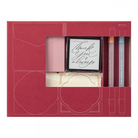 Kit de tampons auto-encreurs Midori Paintable Stamp Kit Thank You Always : 70th Limited Edition