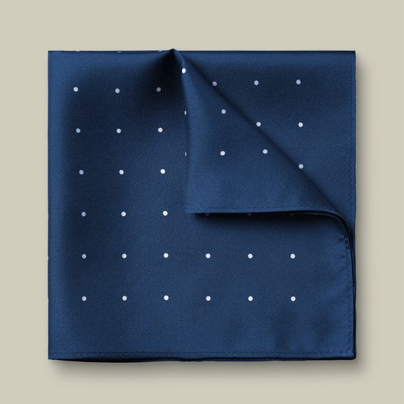 Charles Tyrwhitt Silk Spot Pocket Square — Ink Blue / White