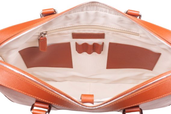 Sacoche en cuir pour ordinateur portable John & Paul - cognac