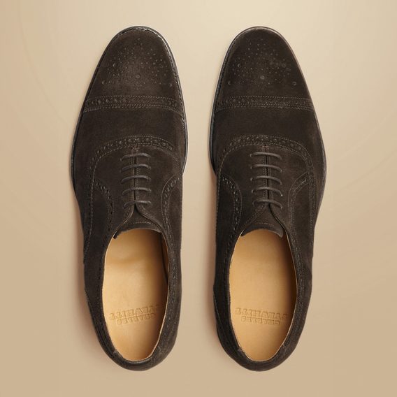 Charles Tyrwhitt Leather Oxford Brogue Shoes — Dark Chocolate