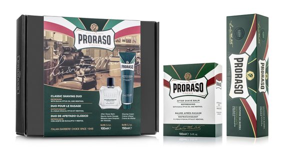 Coffret cadeau crème rafraîchissante et baume après-rasage Proraso Green - eucalyptus