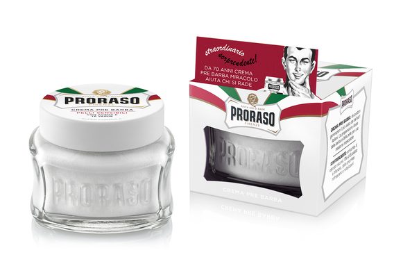 Crème pré- et après-rasage Proraso White pour peaux sensibles - thé vert