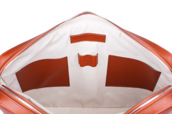 Sacoche en cuir pour ordinateur portable John & Paul - cognac