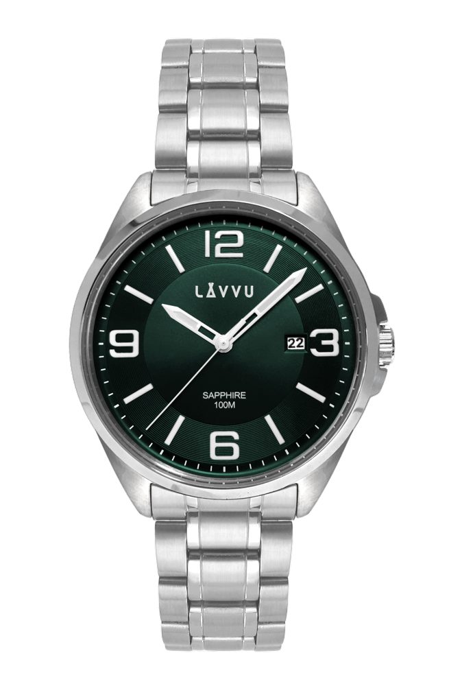 LAVVU Pánské hodinky se safírovým sklem HERNING Green LWM0089