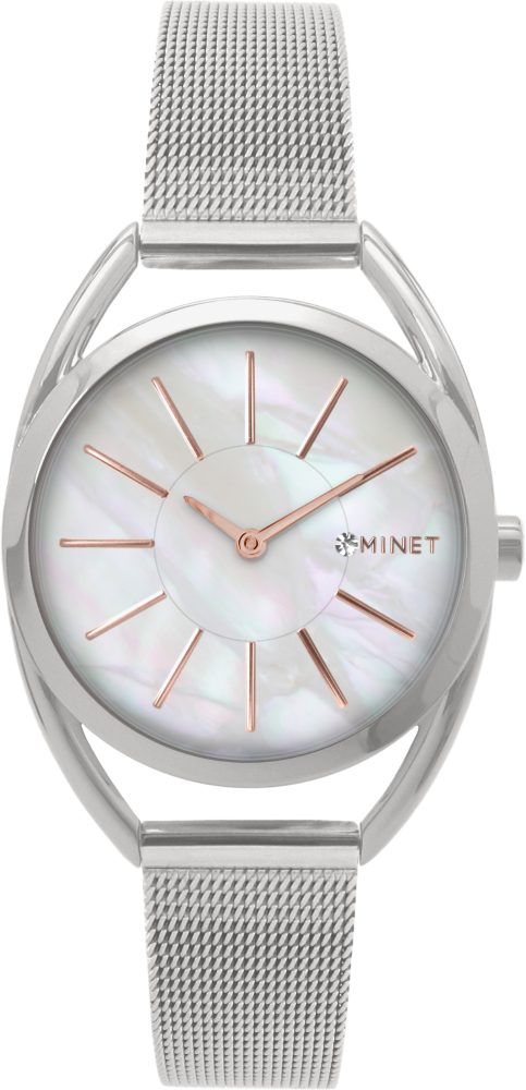 MINET Stříbrné dámské hodinky ICON PEARL MESH MWL5210