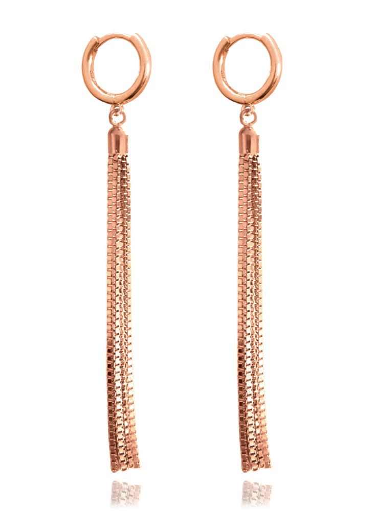 MINET Rose gold řetízkové stříbrné visací náušnice