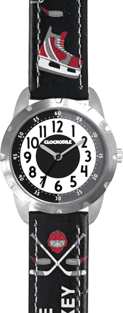 CLOCKODILE Svítící černé chlapecké hodinky HOKEJ
