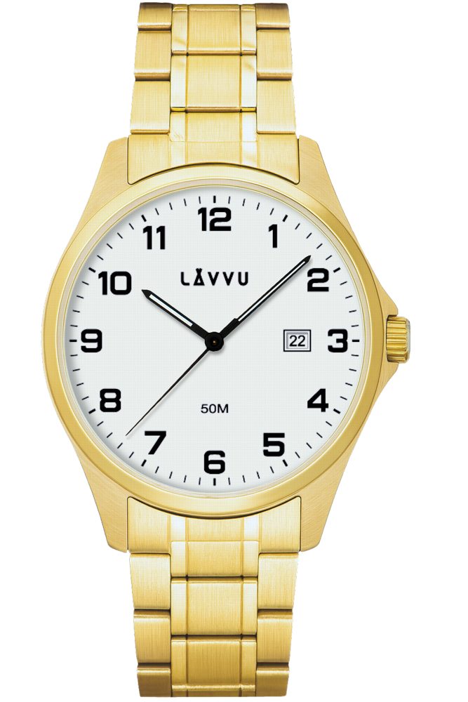 LAVVU Ocelové pánské hodinky GLIMT Gold LWM0323