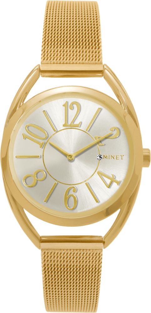 MINET Zlaté dámské hodinky s čísly ICON GOLD MESH MWL5088