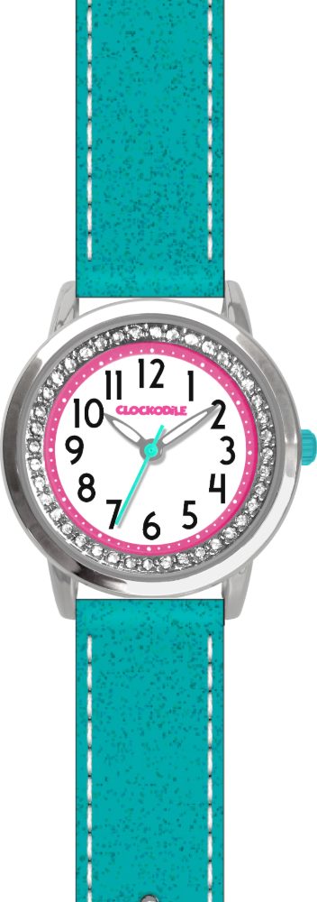 CLOCKODILE CWG5122 Tyrkysové třpytivé dívčí dětské hodinky s kamínky SPARKLE
