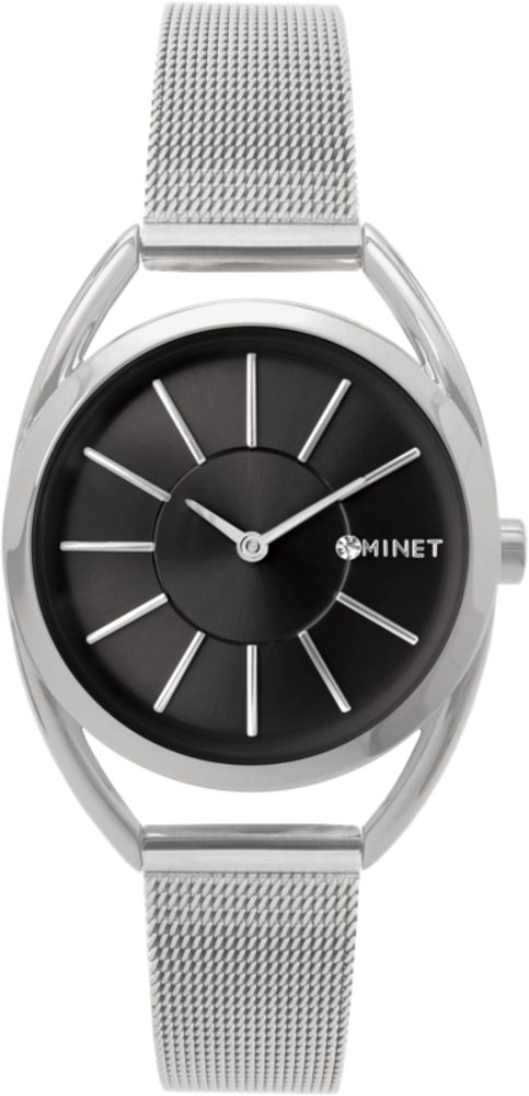 Stříbrno-černé dámské hodinky MINET ICON SILVER BLACK MESH MWL5017
