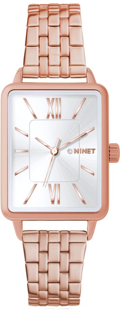 MINET Rosegold dámské hodinky SIENA s rosegold ocelovým řemínkem