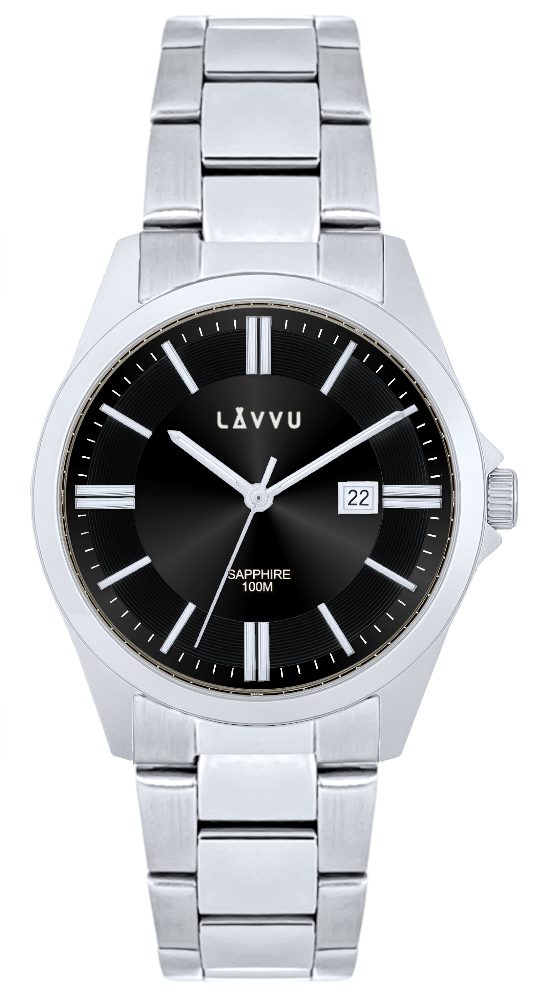 LAVVU Pánské hodinky se safírovým sklem HALLAND Dark Grey LWM0301