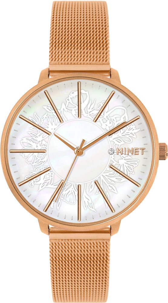 MINET Rose gold dámské hodinky PRAGUE MESH MWL5207