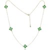 MINET Pozlacený stříbrný náhrdelník čtyřlístky s malachitem