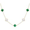 MINET Pozlacený stříbrný náhrdelník ČTYŘLÍSTKY s bílou perletí a malachitem Ag 925/1000 12,45g