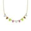 Victoria Cruz A4506-MDG - stříbrný - zlacený náhrdelník s barevnými kameny