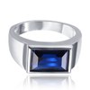 MINET Pánský pečetní stříbrný prsten s modrým zirkonem
