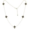MINET Stříbrný náhrdelník čtyřlístky s černou perletí