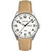 LAVVU Ocelové pánské hodinky BERGEN White / Top Grain Leather se svítícím číselníkem