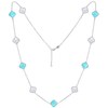 MINET Stříbrný náhrdelník ČTYŘLÍSTKY s bílou perletí a tyrkysem Ag 925/1000 12,55g