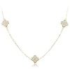 MINET Pozlacený stříbrný náhrdelník čtyřlístky s bílými zirkony