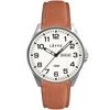 LAVVU Ocelové pánské hodinky BERGEN White / Top Grain Leather se svítícím číselníkem