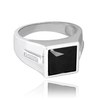 MINET Pánský pečetní stříbrný prsten s černým zirkonem vel. 68