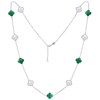 MINET Stříbrný náhrdelník ČTYŘLÍSTKY s bílou perletí a malachitem Ag 925/1000 12,50g