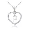MINET Stříbrný náhrdelník písmeno v srdíčku "P" se zirkony