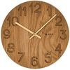 VLAHA Dřevěné hodiny OAK vyrobené v Čechách se zlatými ručkami ⌀34cm