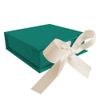 MINET Zelená magnetická krabička na šperky s béžovou stuhou - 8 x 8 x 2,5 cm