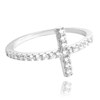 MINET Stříbrný prsten KŘÍŽEK s bílými zirkony