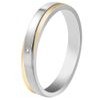 Snubní prsten z chirurgické oceli dvoubarevný s kamenem