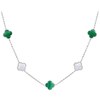 MINET Stříbrný náhrdelník ČTYŘLÍSTKY s bílou perletí a malachitem Ag 925/1000 12,50g