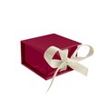 MINET Tmavě růžová magnetická krabička na šperky s béžovou stuhou - 5 x 5 x 3 cm