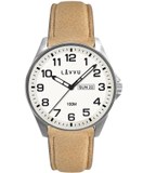 LAVVU Ocelové pánské hodinky BERGEN White / Top Grain Leather se svítícím číselníkem