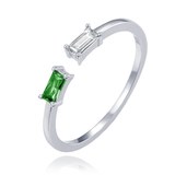 MINET Elegantní stříbrný 925/1000 prsten s bílým a zeleným zirkonem