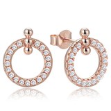 MINET Elegantní rosegold stříbrné 925/1000 náušnice kroužky se zirkony JMAN0679RE00