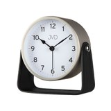 JVD SRP2313.3 - kovový budík s tichým chodem a koženými doplňky