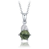 MINET Elegantní stříbrný 925/1000 náhrdelník s mechovým achátem a zirkonem JMAS0318ZN45