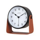 JVD SRP2313.1 - kovový budík s tichým chodem a koženými doplňky