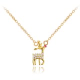 MINET Vánoční pozlacený stříbrný 925/1000 náhrdelník REINDEER JMAS8044GN41