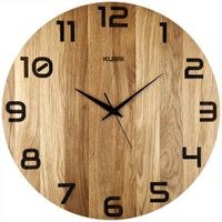 KUBRi HRC0127 - Dubové hodiny řízené signálem o průměru 60 cm s tichým chodem