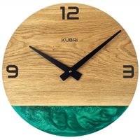 KUBRi 0185A - Luxusní dubové hodiny s epoxidovými doplňky