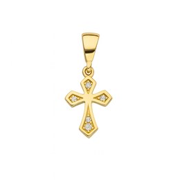 Zlatý 585/1000 přívěsek se zirkony křížek 30274